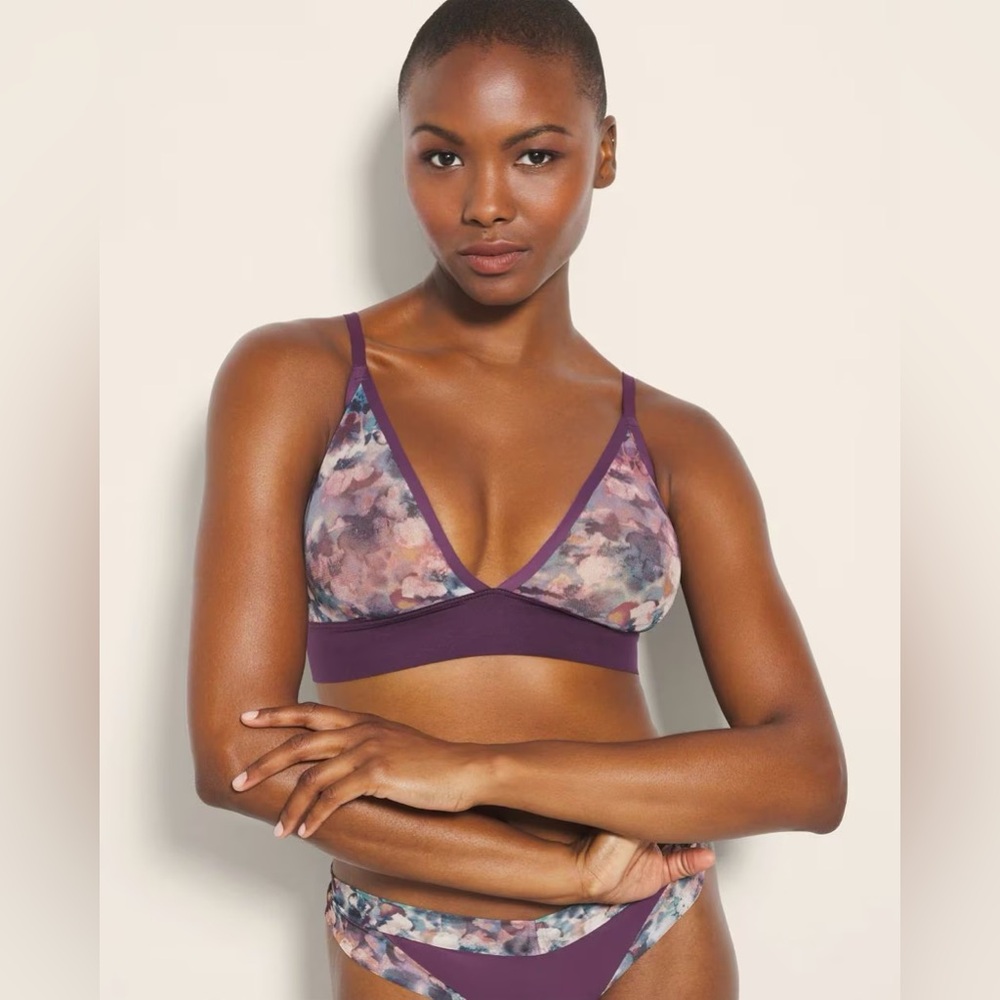 Soma Triangle Mesh Bralette in Floral Mirage Mini Blue